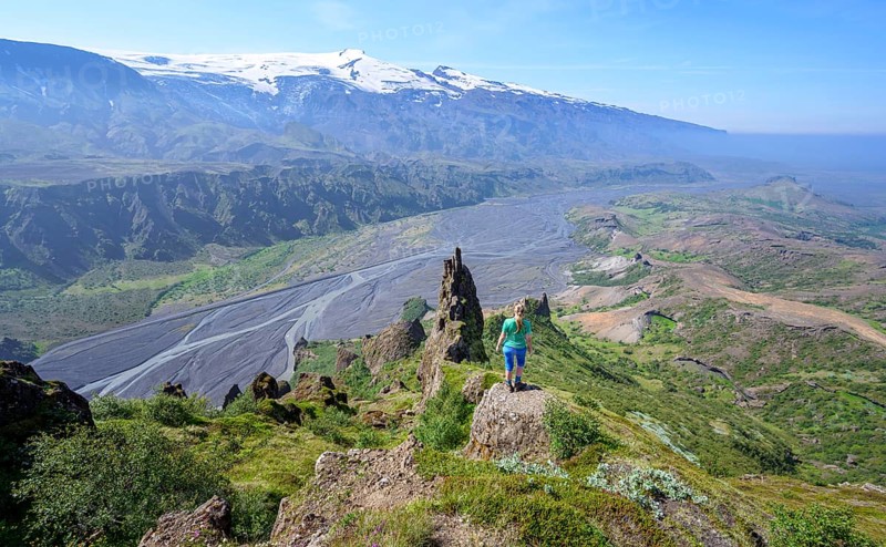 Hiker looking over landscape