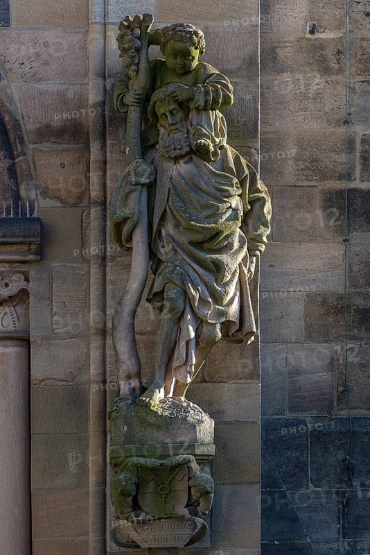 Sculpture of St. Christopher with the Child Jesus on his shoulders at St. Sebald Church