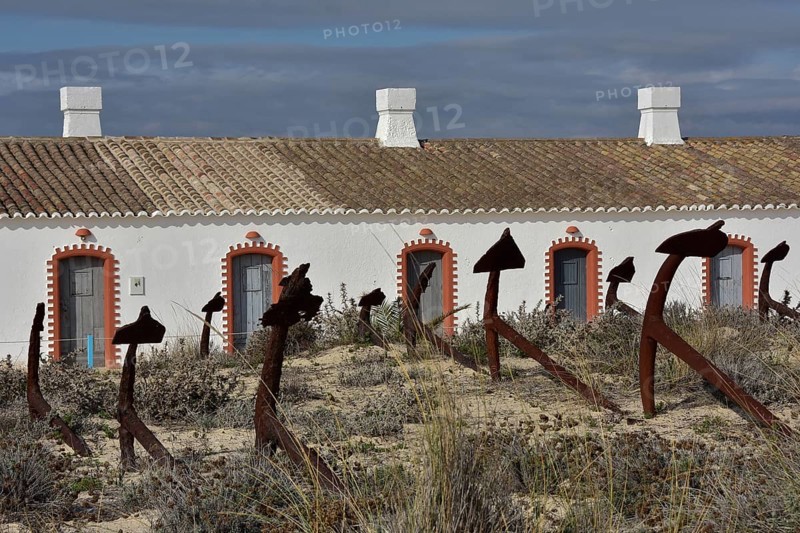 Anchor cemetery on the beach of Tavira Island at Praia do Barril