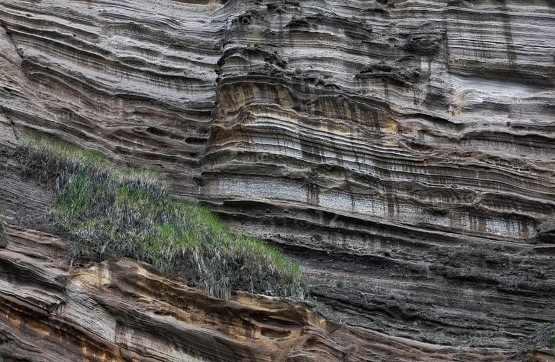 Eroded lava rock on the cliff