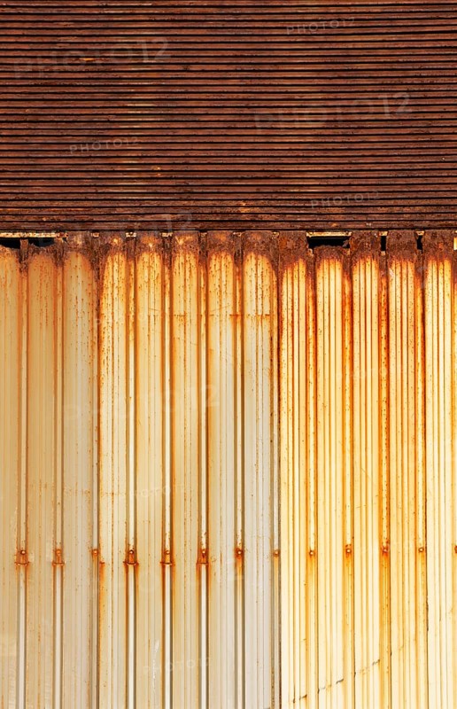Rusty corrugated iron facade