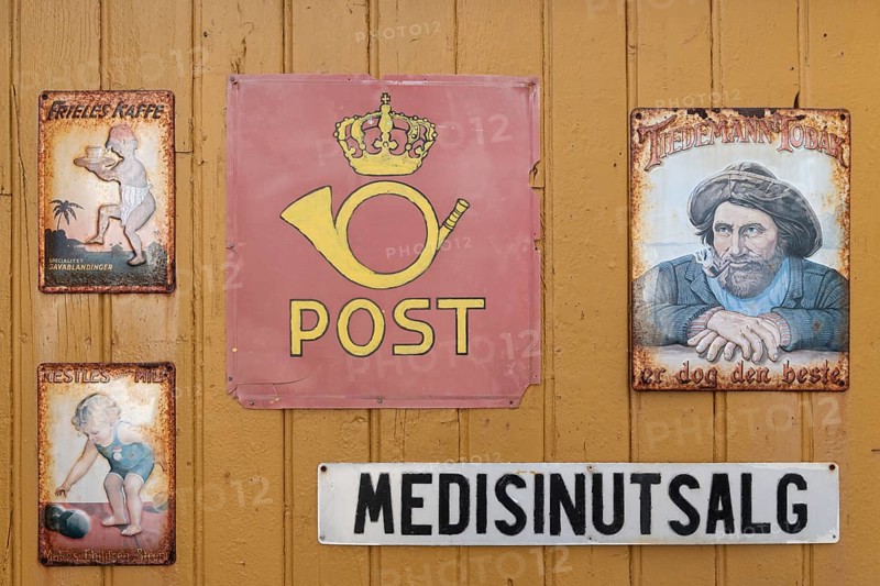Signs on a Scandinavian wooden house