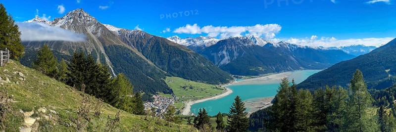 Fog band and prominent debris flow channel at Klopaierspitze