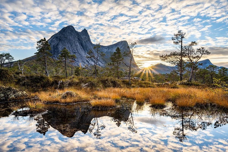 Mount Stortinden at sunset