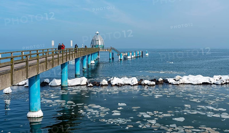 The icy pier in the Baltic resort of Sellin
