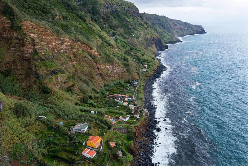 View of the cliff and settlement of Rocha da Relva