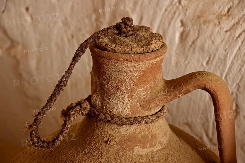 Clay water jug and cork stopper