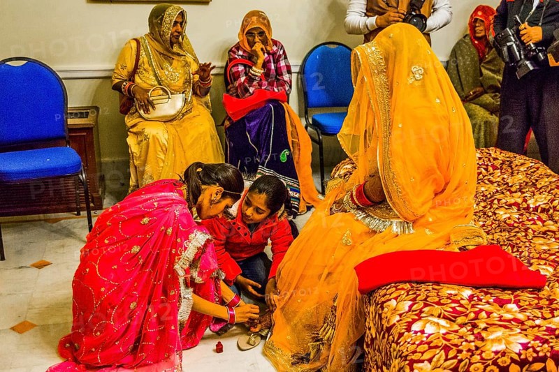 Separate ceremonies of bride and groom