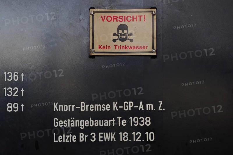 Warning sign on a railway wagon
