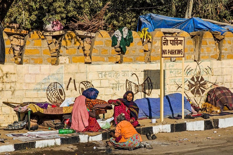 Slum dwellers on the street
