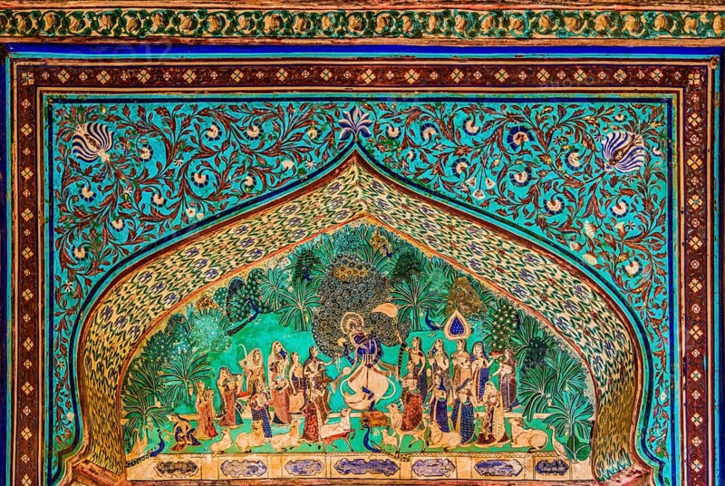 Chittra Shala courtyard with virtuoso fine paintings