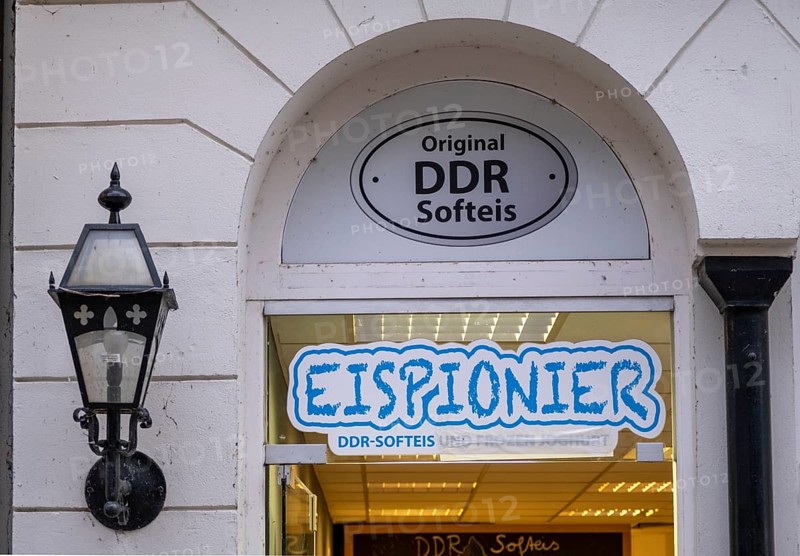 Ice cream parlour with sign Original DDR soft ice cream