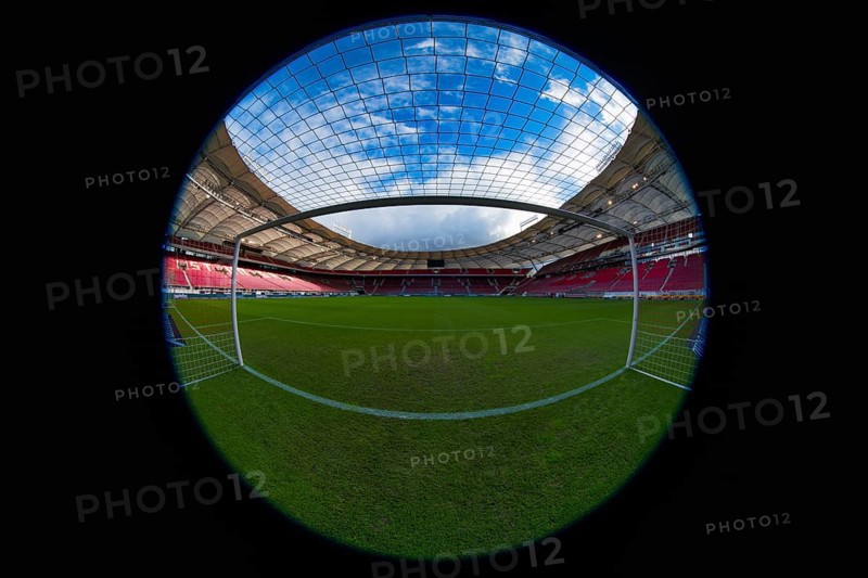 View of empty stadium from the goal