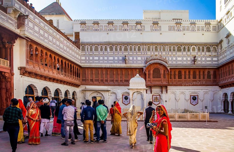 Indian visitors in the public audience hall Karan Mahal