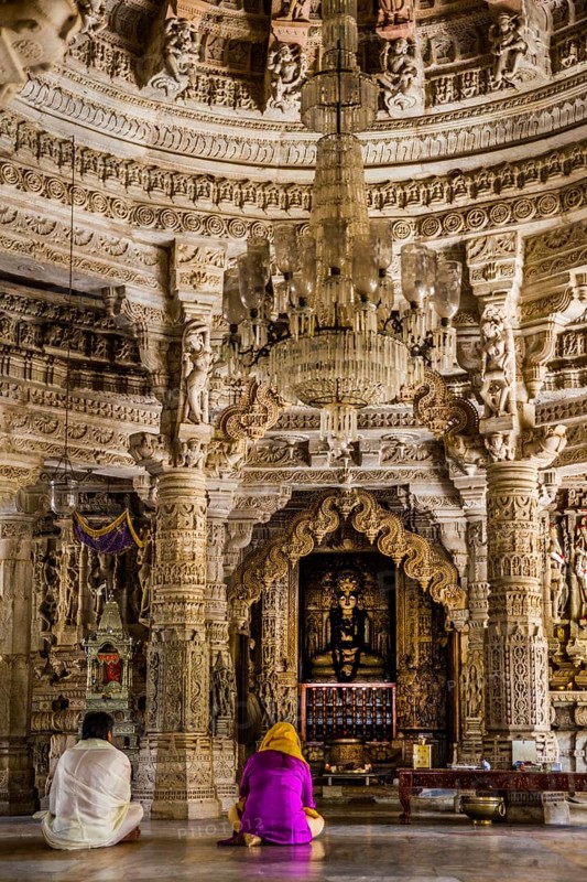 Central shrine with the four-faced marble cult image of Chaumukha