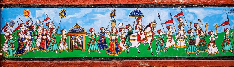 Mural painting in the old town of Bundi