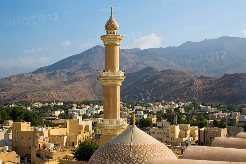 View of mosque and minaret from Nizwa Fort
