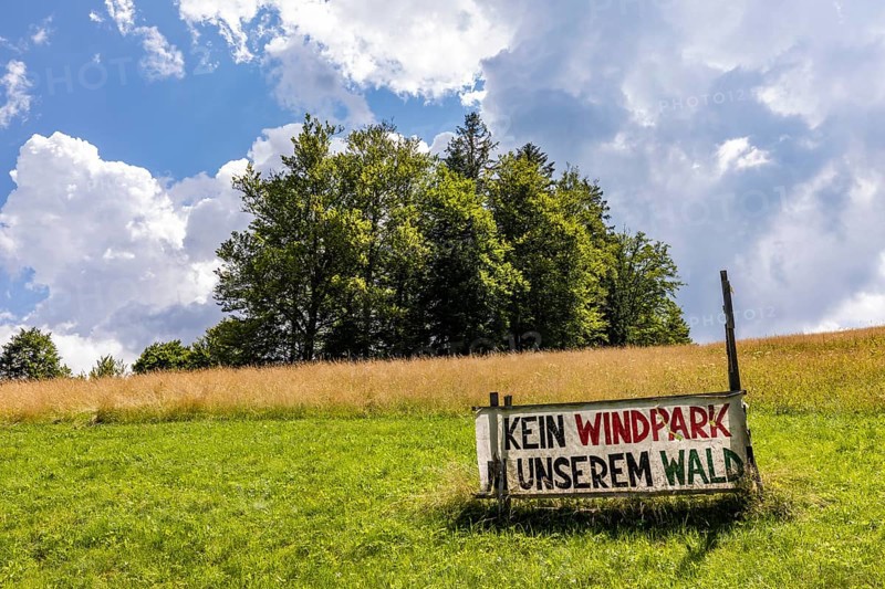 Poster with inscription 'No wind farm in our forest'