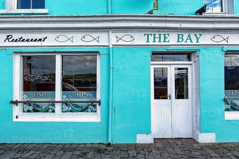 Turquoise blue facade