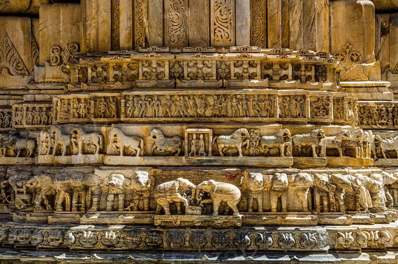 Relief with elephants