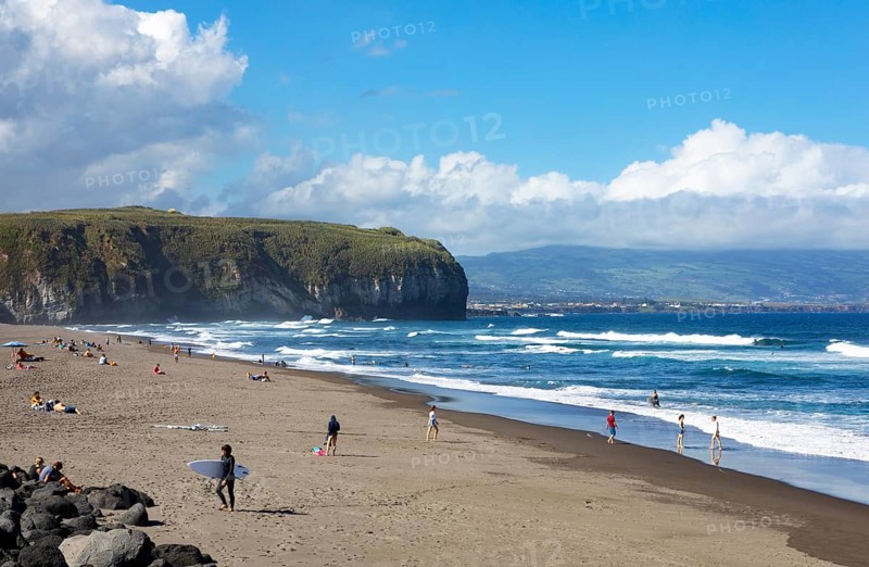 Sandy beach beach Praia de Santa Barbara near Ribeira Grande