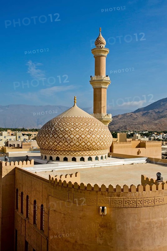 View of mosque and minaret from Nizwa Fort