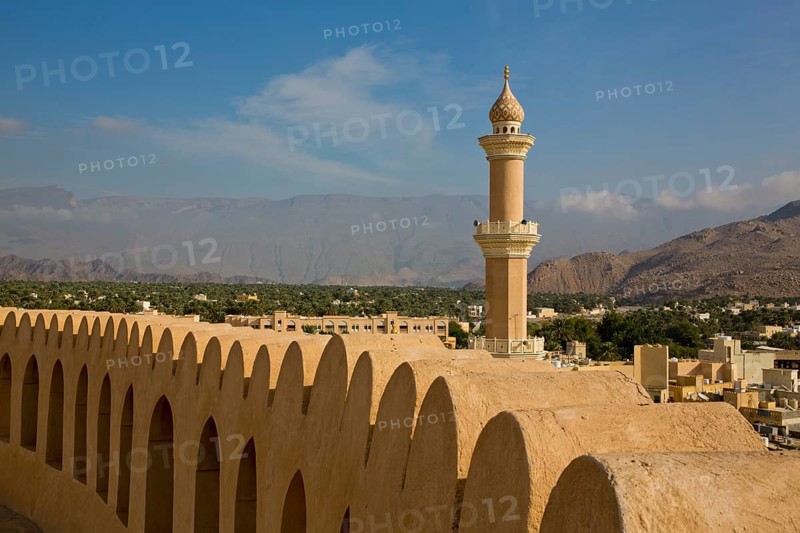 View of mosque and minaret from Nizwa Fort