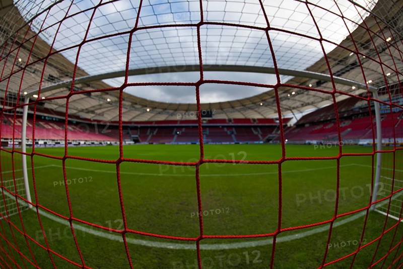 View of empty stadium from the goal