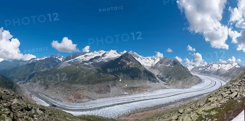 Landscape with Aletsch Glacier from Bettmerhorn Viewpoint