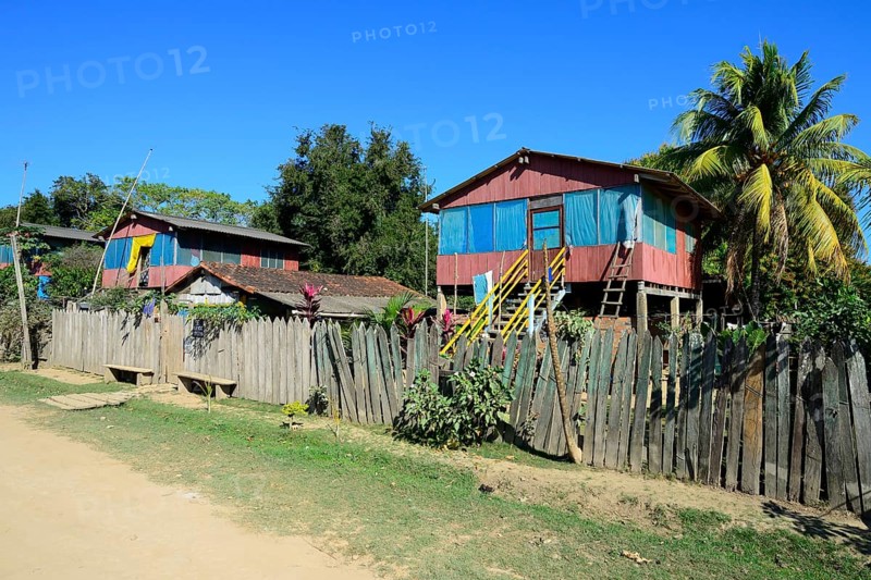 Wooden house on stilts