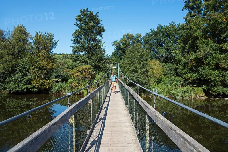 Suspension bridge near Sobes over the river Dyje