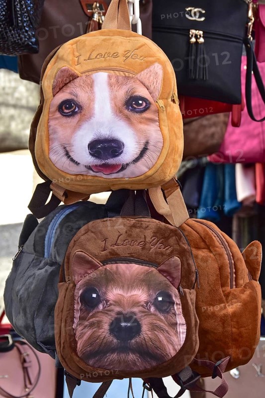 Bags with dog heads