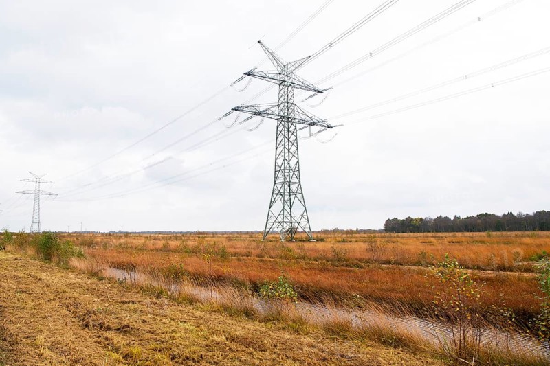 Power line runs through moor