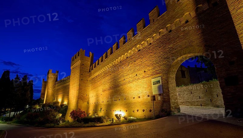 Illuminated city wall of