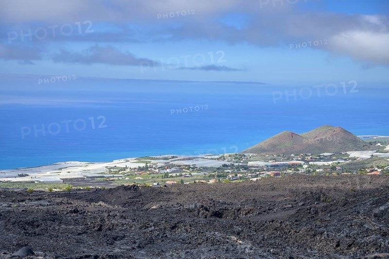 Lava field of the volcano San Juan from 1949 with banana plantations
