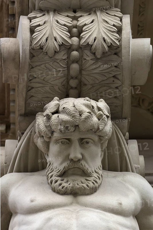 Detail of an atlas on a Neo-Renaissance house