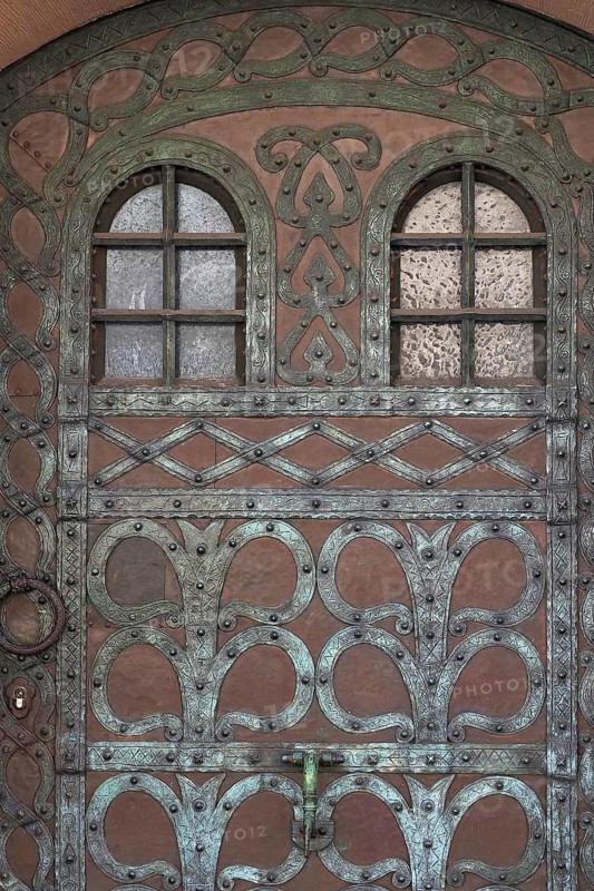Door with iron ornamentation in Freiburg Innensradt