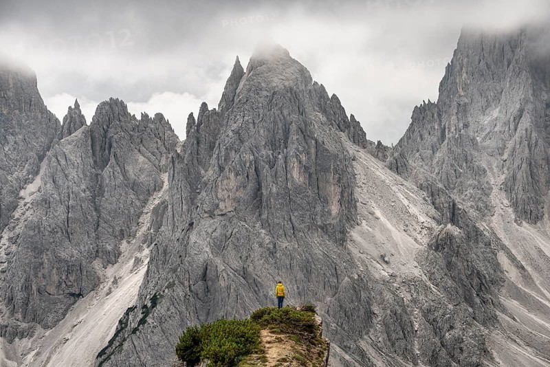 Hiker standing on a ridge
