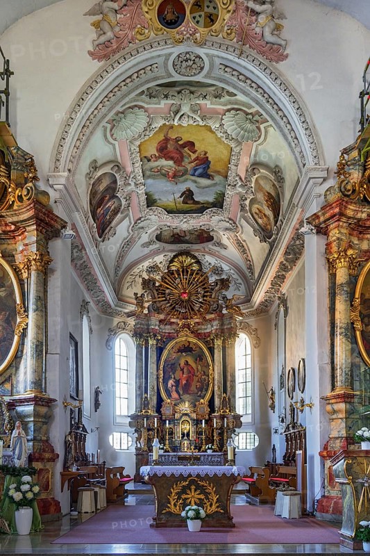 Main altar and ceiling frescoes