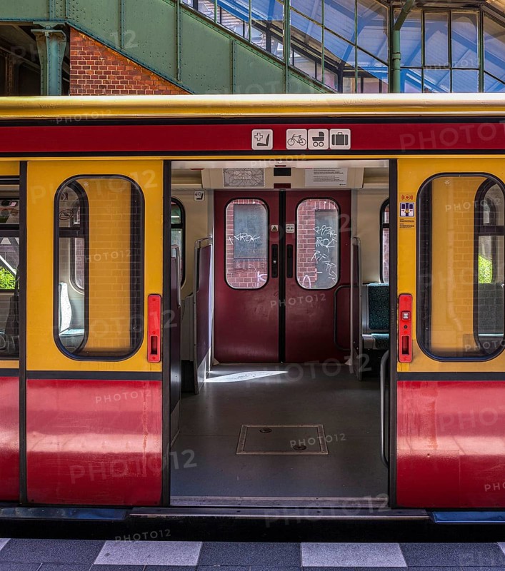 Wagons and compartments of the Berlin S-Bahn at Witzleben station