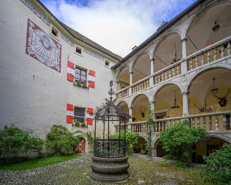 Arcade Courtyard and Fountain Strechau Castle