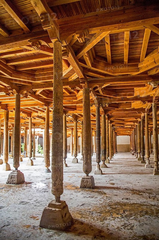 Wooden columns of the Juma Mosque