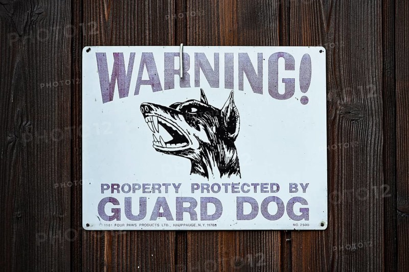 Sign Warning Guard Dog