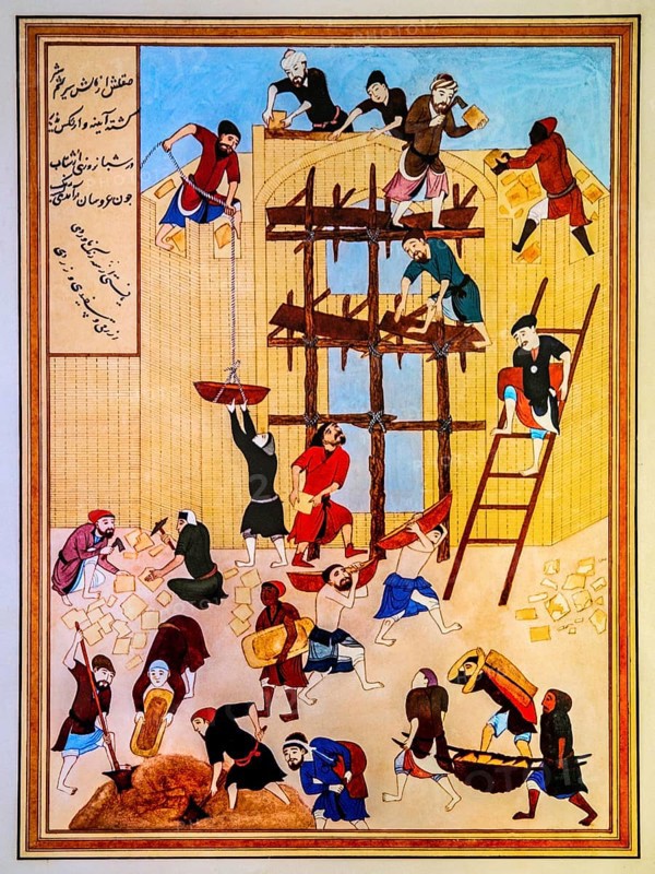 Painting of the construction of a medrese