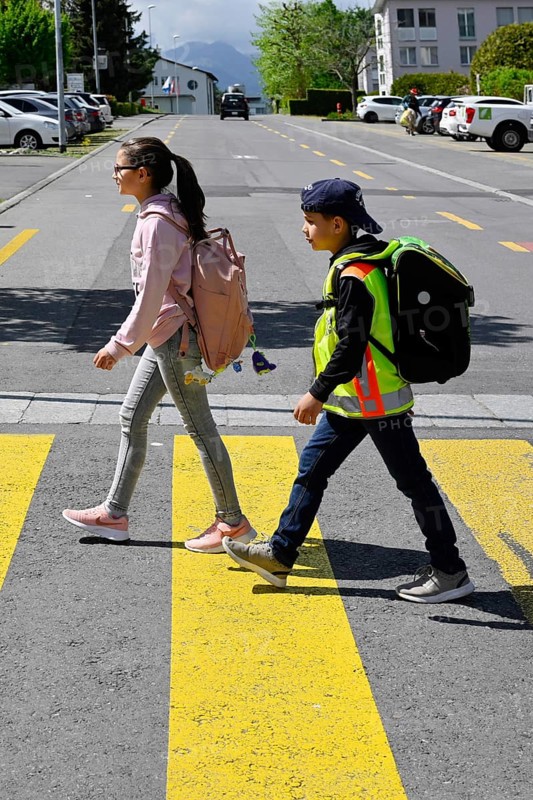 School children Pedestrian lane