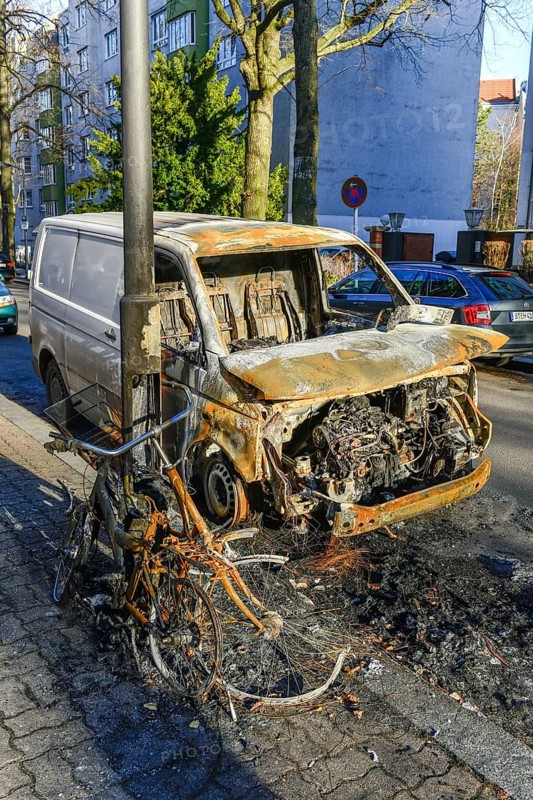 Burnt-out van from Amazon