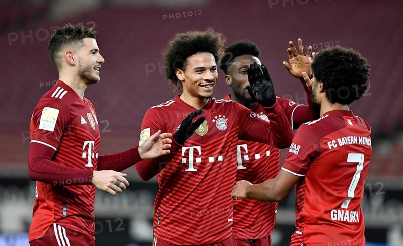 Goal celebration Serge Gnabry FC Bayern Munich FCB 07 Goal celebration with Leroy Sane FC Bayern Munich FCB 10