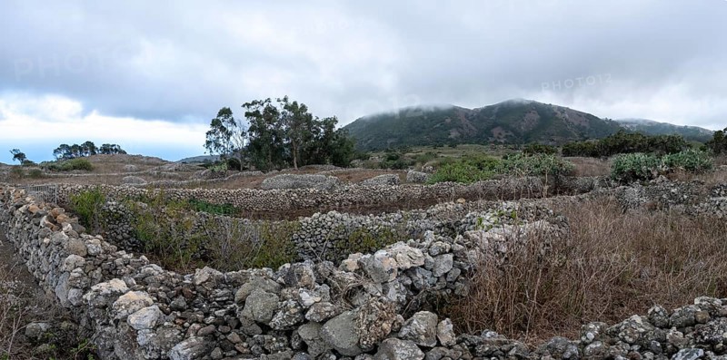 Typical landscape with pastures and stone walls
