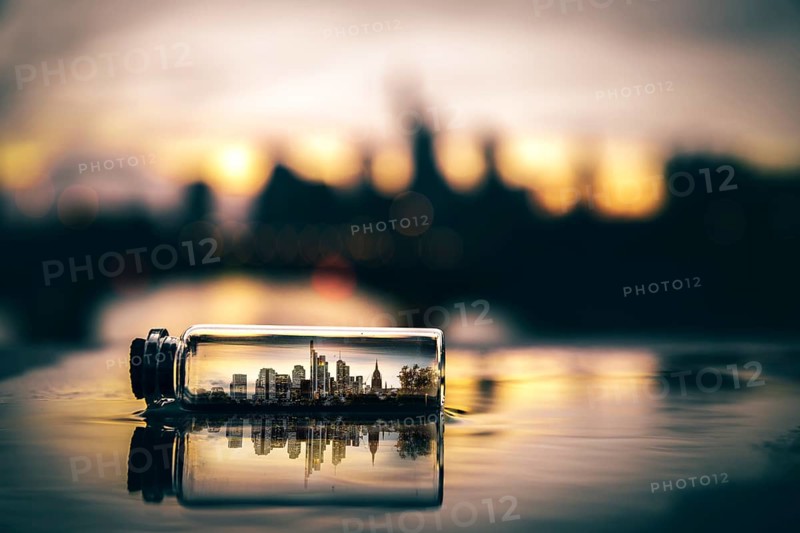 Frankfurt skyline in a small bottle