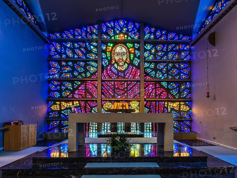 Stained glass window in Buckfast Abbey Church